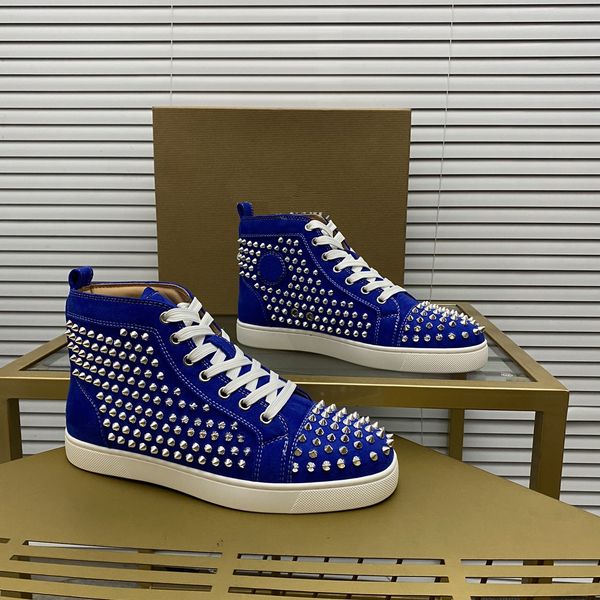 

mens stylish studded shoes handcrafted real leather designer rock style pair red soles shoes luxury fashion womens diamond-encrusted casual, Red;white