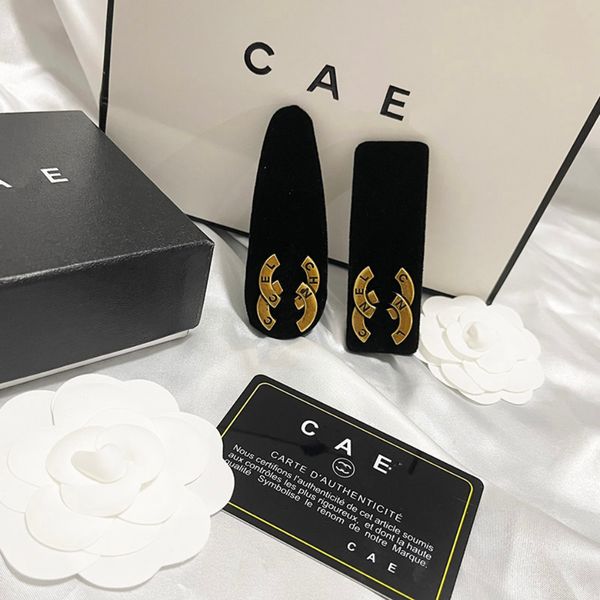 

luxury barrettes designer womens korean medium velvet simple design black hairpin brand bb clip leisure hairclips fashion square hairpin ver