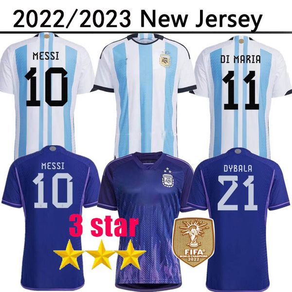 

2022 argentina fans player version soccer jerseys home away 2022 2023 di maria dybala football shirt aguero maradona montiel martinez maillo, Black;yellow