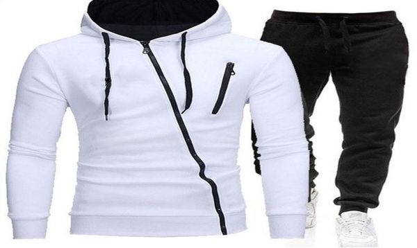 

winter mens tracksuit 2 pieces set hoodiespants sport suits for men sweatshirt zipper hoodies men039s clothing sets sportswear8331292, Gray