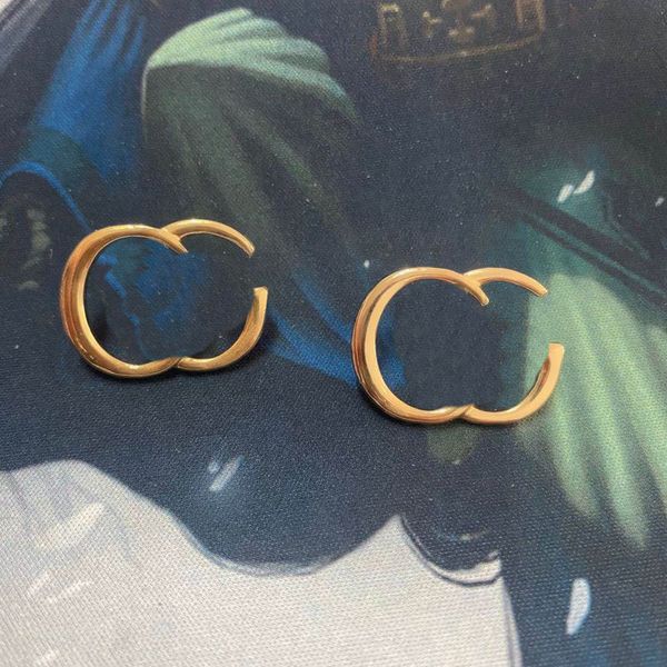 

fashion designer earrings charm stud earring designers unique earrings for women trendy couple gift ohrringe man earring for woman stainless, Golden