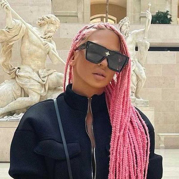 

brand celebrity rectangle sunglasses women retro square one piece shades eyewear men 2021 fashion oversized sun glasses 1219, White;black