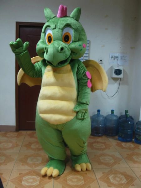 

green dinosaur mascot costumes halloween fancy party dress cartoon character carnival xmas easter advertising birthday costume outfit, Red;yellow