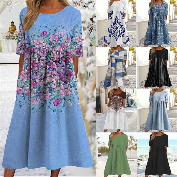 

fall womens clothing loose dress round neck large swing for women, Black;gray