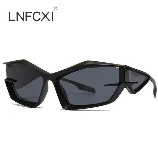 

lnfcxi retro y2k cat eye sunglasses men punk mirror coating goggles shades uv400 fashion women outdoor sports sun glasses 1219, White;black