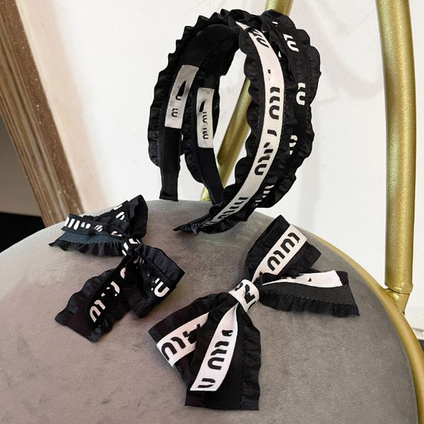 

designer head scarf letters bow hair accessories ruffle headband luxury brand hair hoop love family gift classic design