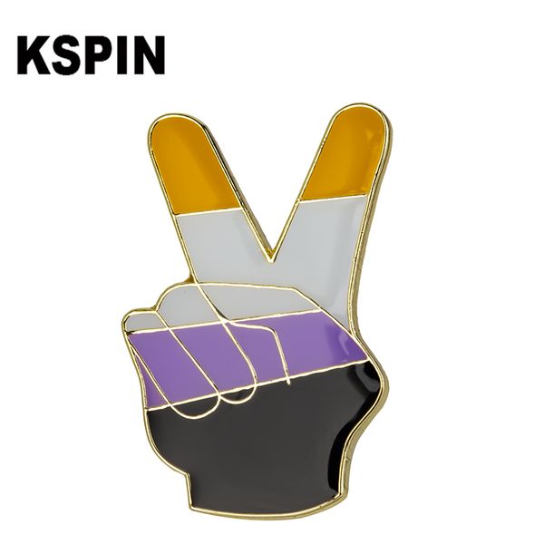 

nonbinary pride 01 lapel pin flag badge brooch pins badges 10pcs a lot, Gray