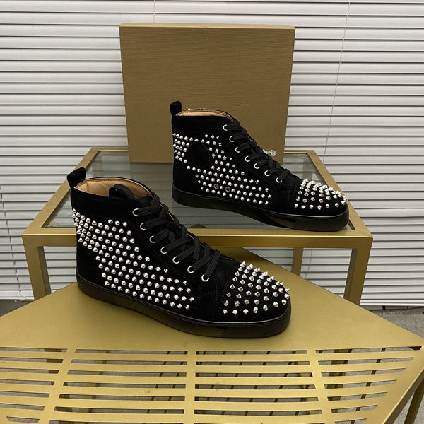 

mens stylish studded shoes handcrafted real leather designer rock style pair red soles shoes luxury fashion womens diamond-encrusted casual, Red;white