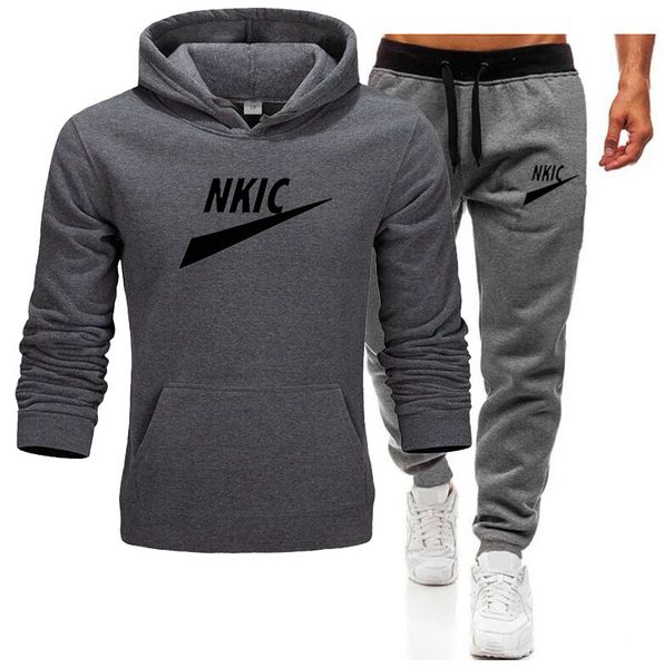 

New Tracksuits Men Set hooded Thicken Fleece Hoodies Sweatpant Winter Spring Sweatshirt Sportswear Male Letter Print Brand LOGO Print