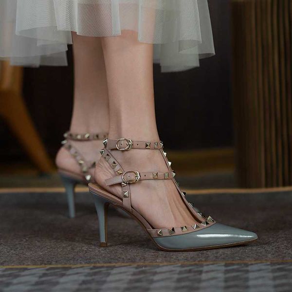 

women dress shoes designer high heels womens fashion heel nude color genuine leather pumps lady valentinoes valentinoity sandals wedding bot, Black