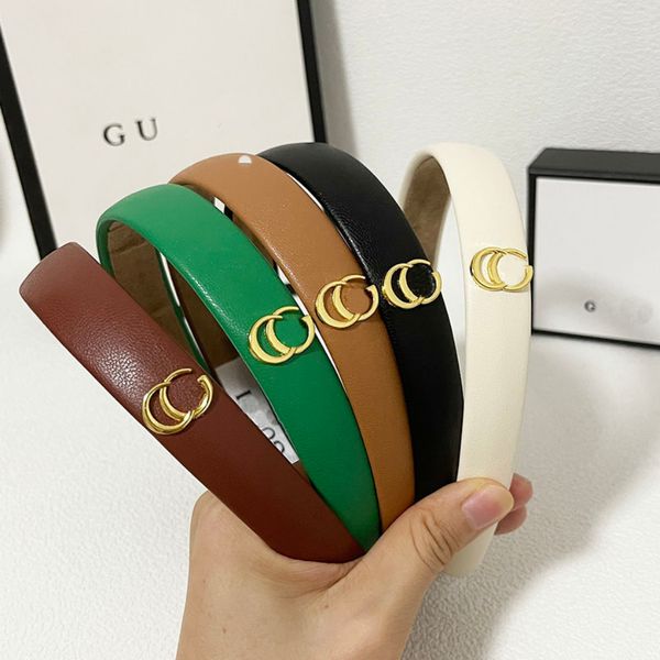 

brand designer letter solid printing headband for women france vintage fashion wide hair hoop sports turban headwrap women's versatile