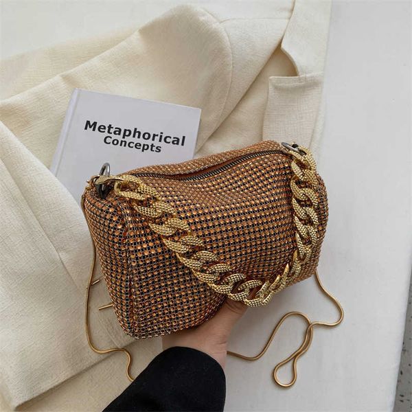 

2023 new drill bag 80% discount wholesale and retail studded small square for women trend foreign style fashion underarm simple thick chain
