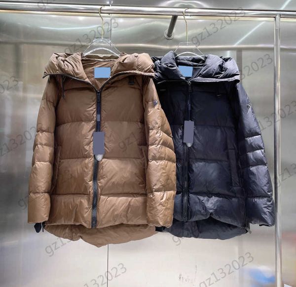 

puffer coat womens down parkas solid color zipper-open hood warm winter coats long sleeve triangular armband decoration joker jacket women a, Black