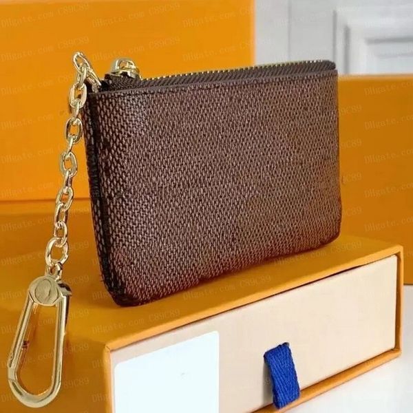 

designer men women coin purse key wallets designer fashion card holder leather chain zipper bag with original box c89c89, Red;blue