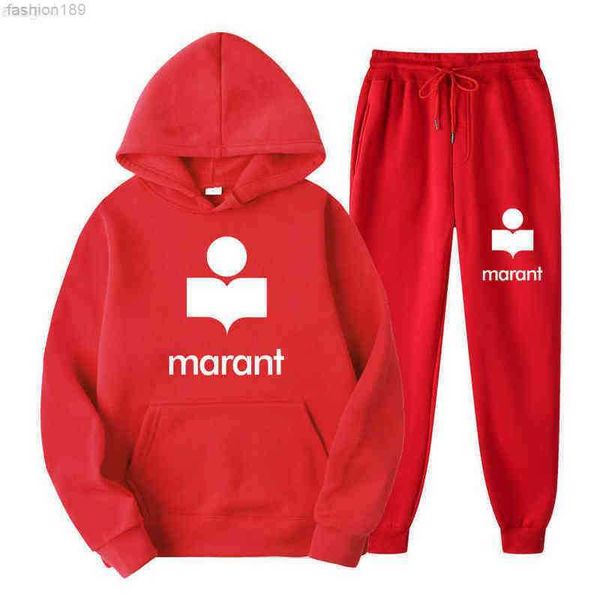 

hoodies 2022 fashion couple sportwear set marant letter printed hooded suits 2pcs hoodie and pants autumn winter pullover men, Black