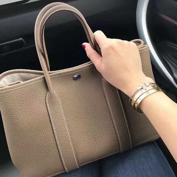 

h ermes h gardens buckle handbag handbags designer bags garden party 2023 new layer cowhide versatile shoulder diagonal span tote bag with r