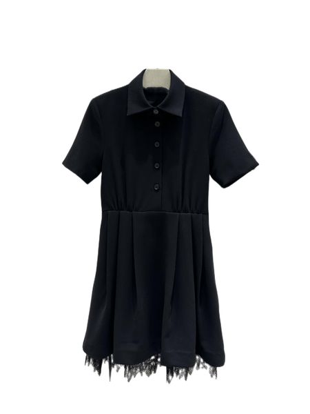 

23 early spring new short sleeve classic hepburn design black dress, Black;gray