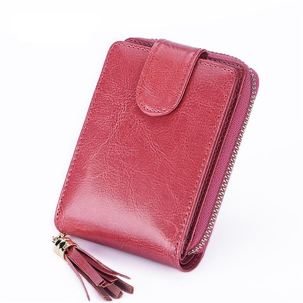 

new men women genuine leather rfid zipper credit card holder large capacity organizer card holder hasp travel wallets2773, Brown;gray
