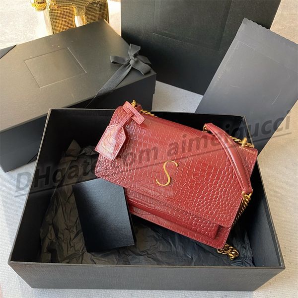 

5a luxury women ladies designer bag flip square long chain genuine leather fashion sunset shoulder bags with metal totes cross body purses h