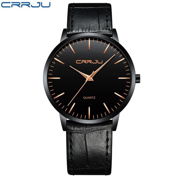 

cwp2021 luxury mens watches crrju men ultra thin waterproof sport quartz wristwatch male slim leather strap gift clock reloj hombr269w, Slivery;brown