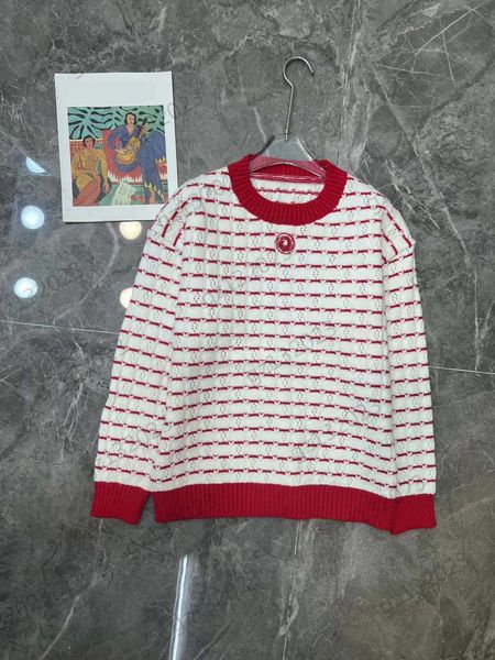 

womens sweaters christmas snowflake jacquard contrast colors stripes round collar pullover knit sweater hollow out process fashion knitwear, White;black