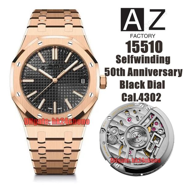 

azf watches 50th anniversary 15510or.oo.1320or.02 selfwinding 41mm cal.4302 automatic mens watch black dial rose gold bracelet gents wristwa, Slivery;brown