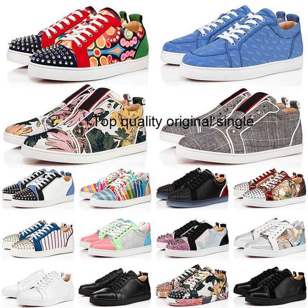 

low platform sneakers bottoms casual shoes women mens fashion designer luxurys loafers spikes party flat big size 13 suede leather, Black