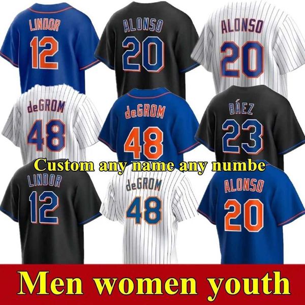 

12 francisco lindor baseball jersey met pete alonso justin verlander brandon nimmo new jerseys york kodai senga starling marte james mccann, Blue;black