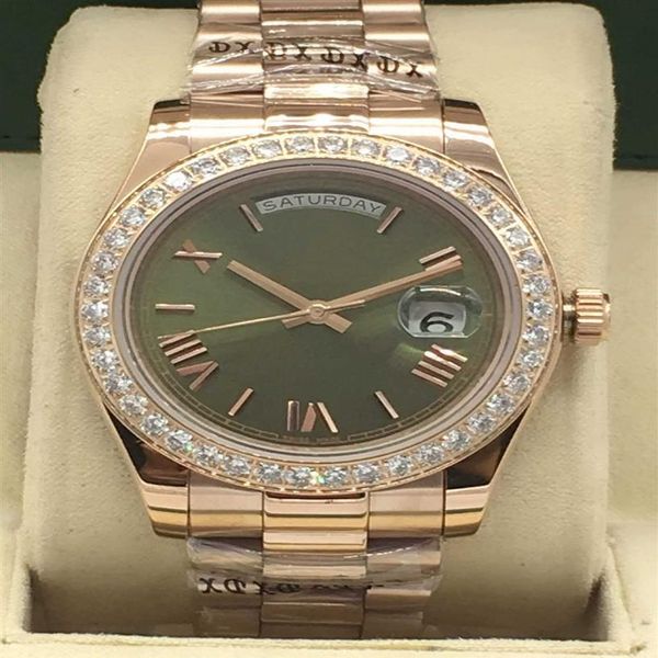 

day date mens watch men's automatic watches 2813 41mm mechanical movement wristwatches stainless steel diamond m251h, Slivery;brown