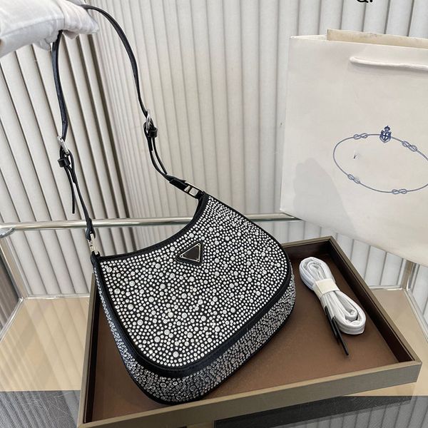 

rhinestone hobo bag cleos womens designers tote bags diamonds shoulder bags crystal embellished satin handbags quality ladies 2022 fashion u