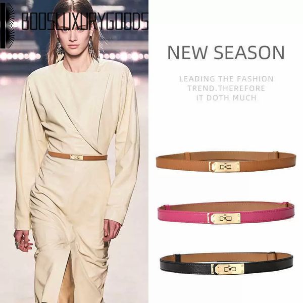 

popular women's leather thin belts fashion decorative belt kellys dresses small suits formal must-have multiple colors designer belts, Black;brown