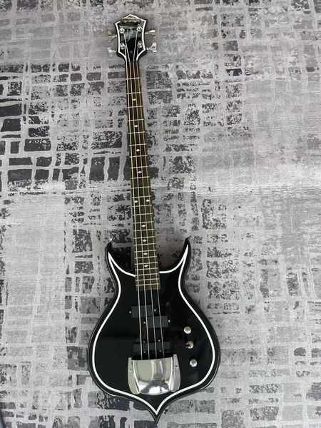 

black four string butterfly bass electric guitar electric guitar