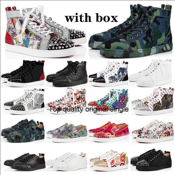 

luxury men women shoe studded spikes suede leather mens sneaker womens casual shoes party lovers size 36-48 with box, Black