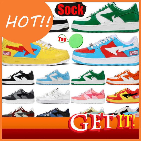 

bapestars sk8 sta low baped designer casual shoes mens womens shoe lows black green yellow combo pink plate-forme luxury trainers sports