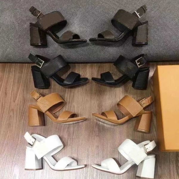 

women leather silhouette sandals high-heels ankle strap mid sandal flower-shaped heel dress wedding shoes with box no328, Black