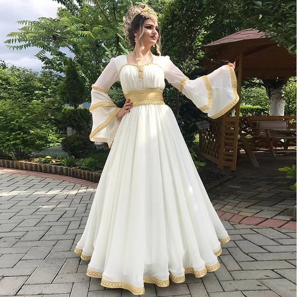 

white robes long sleeve caftan prom dresses with gold lace embroidery 2023 traditional kosovo albanian evening gown, Black;red