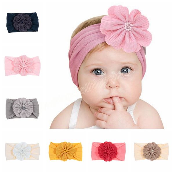 

rose fabric flower baby girls headband handmade knot nylon kids headwraps hair accessories p props, Slivery;white