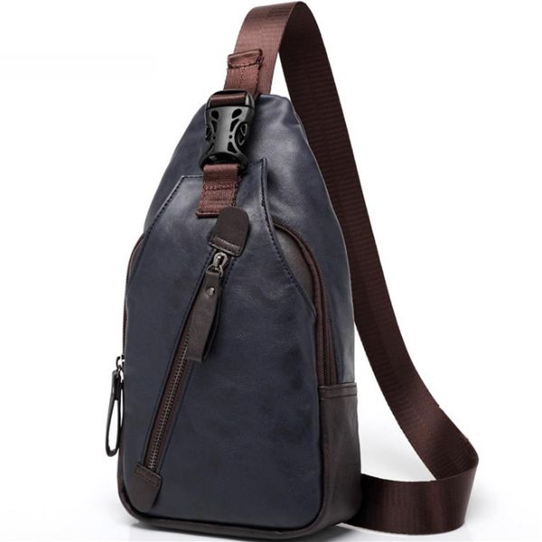 

korean style fashion travel casual pu leather chest bag sling pack crossbody shoulder bag shoulder backpack for men240e