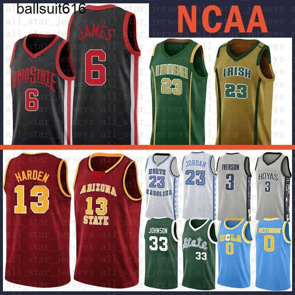 

ohio state buckeyes 6 lebron 23 james ncaa college basketball jersey james 13 harden university of michigan earvin 33 johnson georgetown, Black;red