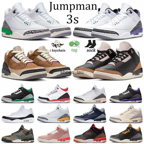 

low 3s man big size basketball shoes authentic jumpman 3 new winterized archaeo brown desert elephant cool grey dark iris lucky green, Black
