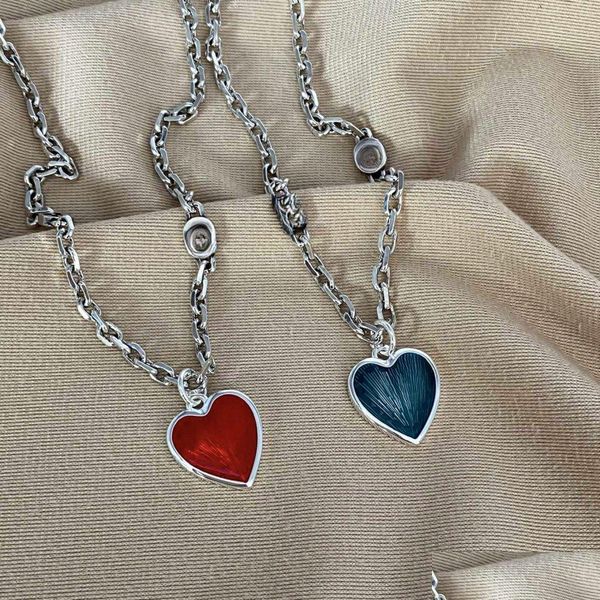 

pendant necklaces luxury heart necklace fashion lady engraved letter 925 sterling sier classic with enamel single chains 60cm je dhyfr, Silver