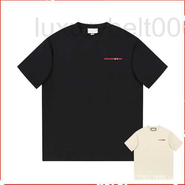 

women's t-shirt designer new t shirt men g black pullover short sleeved simple round neck embroidered pocket couple style 73ja, White
