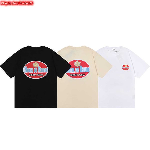 

pjlp men's t shirt 2023 new fashion brand rhude summer american design print hip hop men and women casual round neck short sleeve, White;black