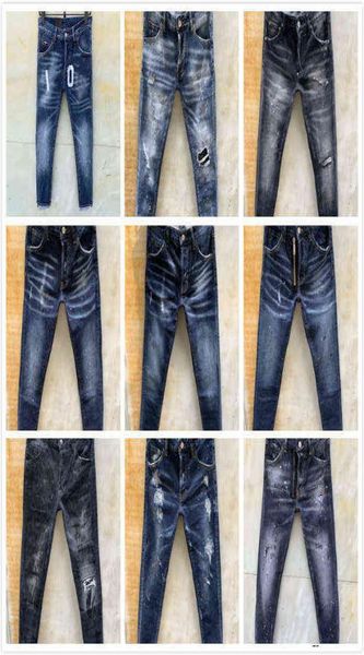 

mens denim jeans blue black ripped pants version skinny broken h4 italy style bike motorcycle rock revival7286710