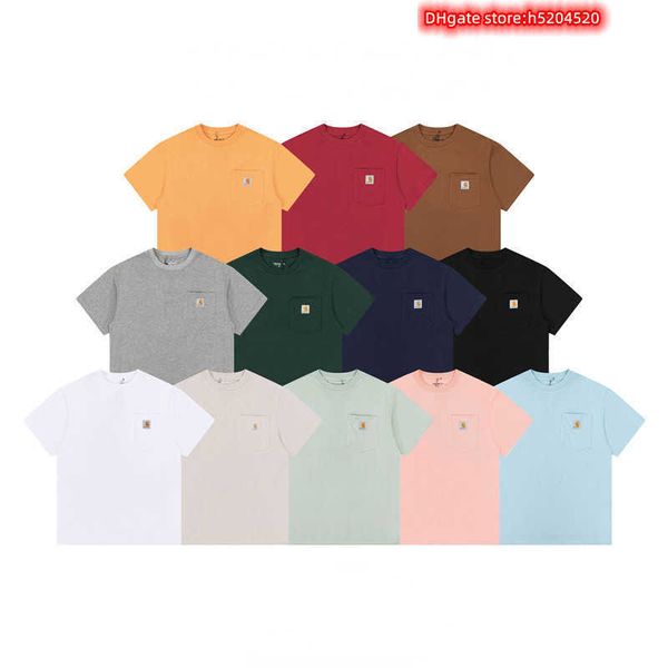 

men's t shirt north american high street brand carhart pure cotton small pocket short sleeve and women's classic loose crew neck c, White;black