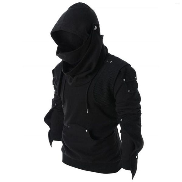 

men's hoodies spring autumn men high neck fish mouth hoodie japanese harajuku hip hop gothic streetwear sweatshirts oversized vintage m, Black