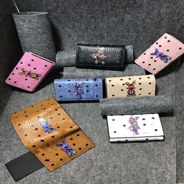 

3d printing rabbit wallet men and women korea tri-fold fashion wallet large capacity credit card bag241v, Red;black