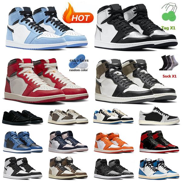 

1s basketball shoes jumpman 1 university blue silver toe lost found dark mocha black phantom fragment ts bubble gum marina bred patent grey, White;red