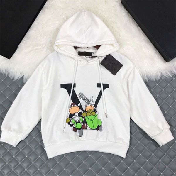 

Baby Kids Designer Clothes Boys Cool Hoodie Girls Hooded Sweatshirt Childrens Animation Printing Tops Autumn Clothing High Quality, White