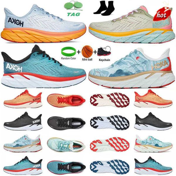 

hoka one m clifton 8 athletic shoe shock absorbing road mens running shoes fashion designer womens bondi 8 sneakers size eur 36-45 1/3 with, Black